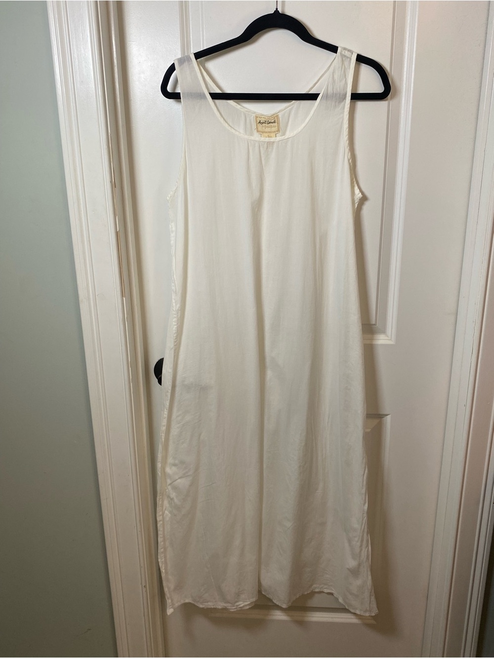 Vintage April Cornell Lightweight Cotton White Sleeveless Slip Dress/Nightgown